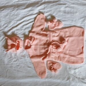 Vintage Handmade Crochette Baby Sweater Sack. New Never Used. Pink. Infant /12M